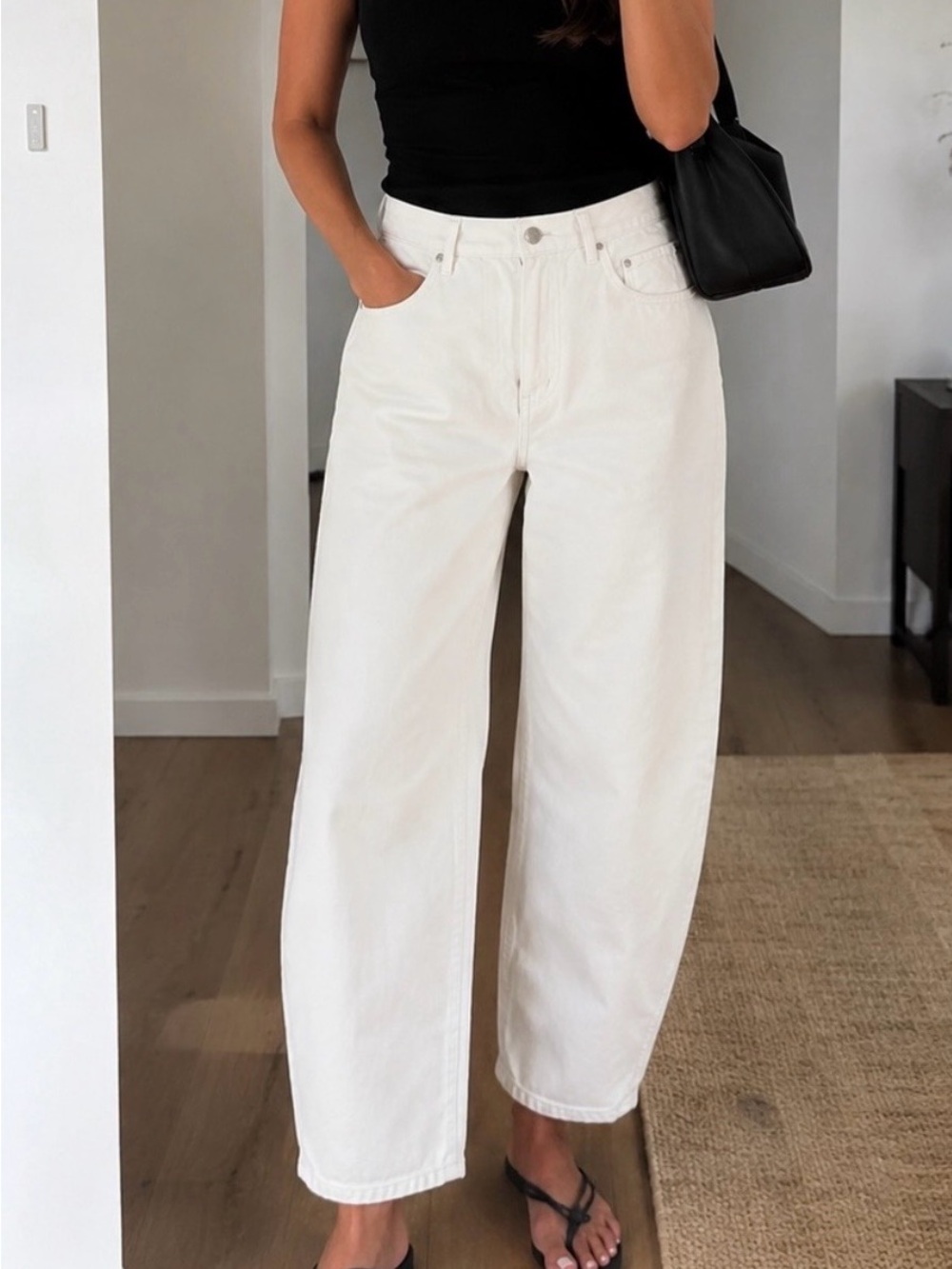 Etica White Barrel Leg Jeans
